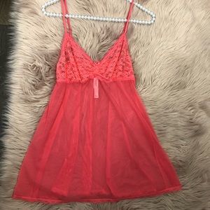 VS lace and mesh pink chemise lingerie size small